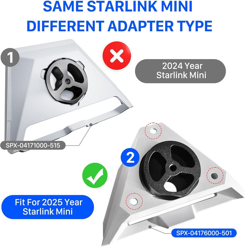 AUDEETO [2025 New Version] Starlink Mini Tripod Adapter, Aluminum Alloy - with 1/4"~20 & 3/8"~16 Threads,Hollow Lightweight Design for Easy Carry and Faster Disassembly (SPX-04176000-501) - Image 2